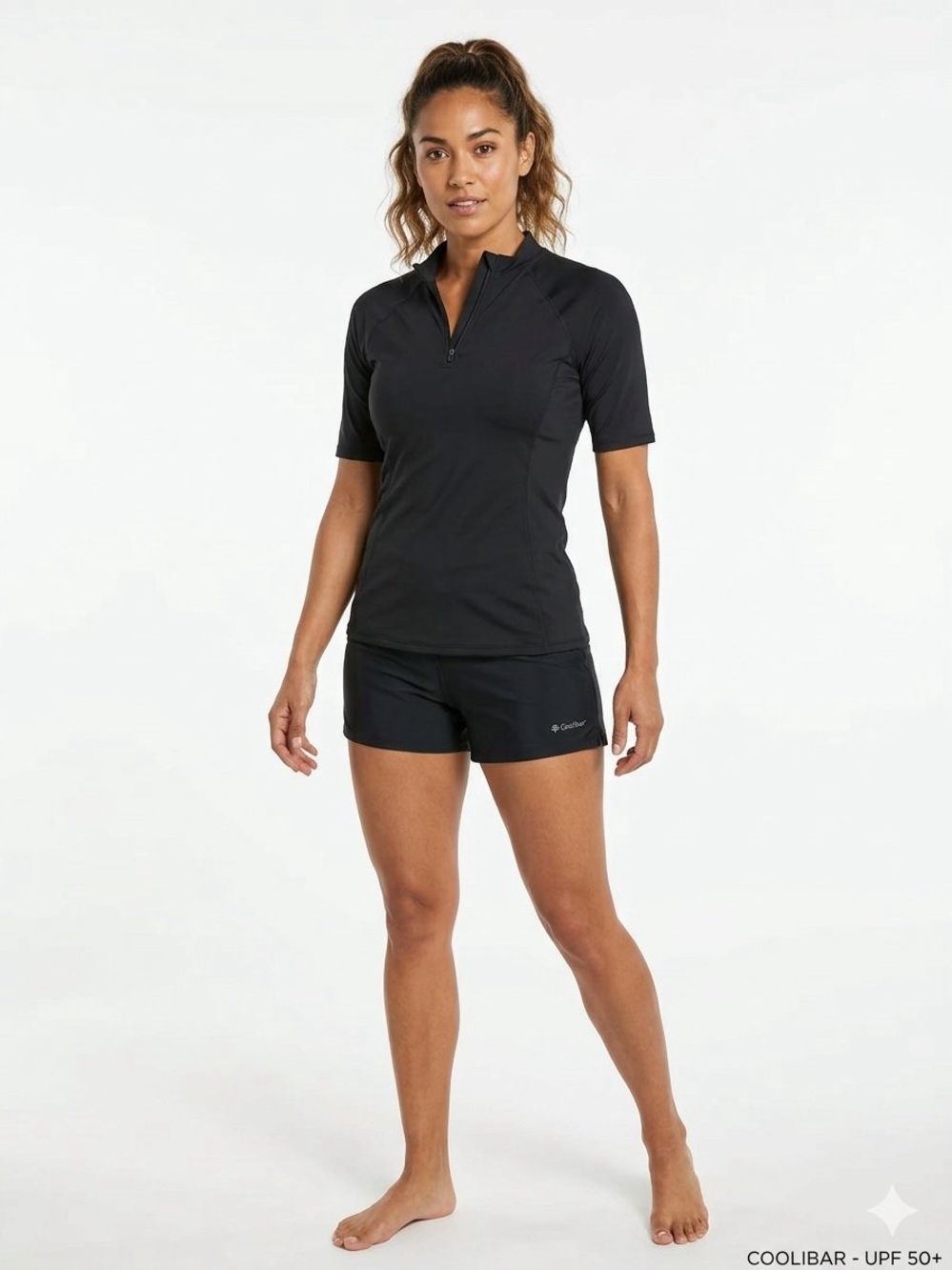 Coolibar Freestyle Short Sleeve Quarter-Zip Rash Guard Size Small